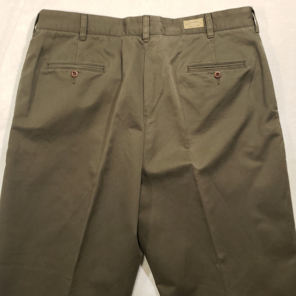 Filson Chino Pants Mens 38 Olive Green Cotton Twill Straight Leg Work Trousers - Picture 4 of 10